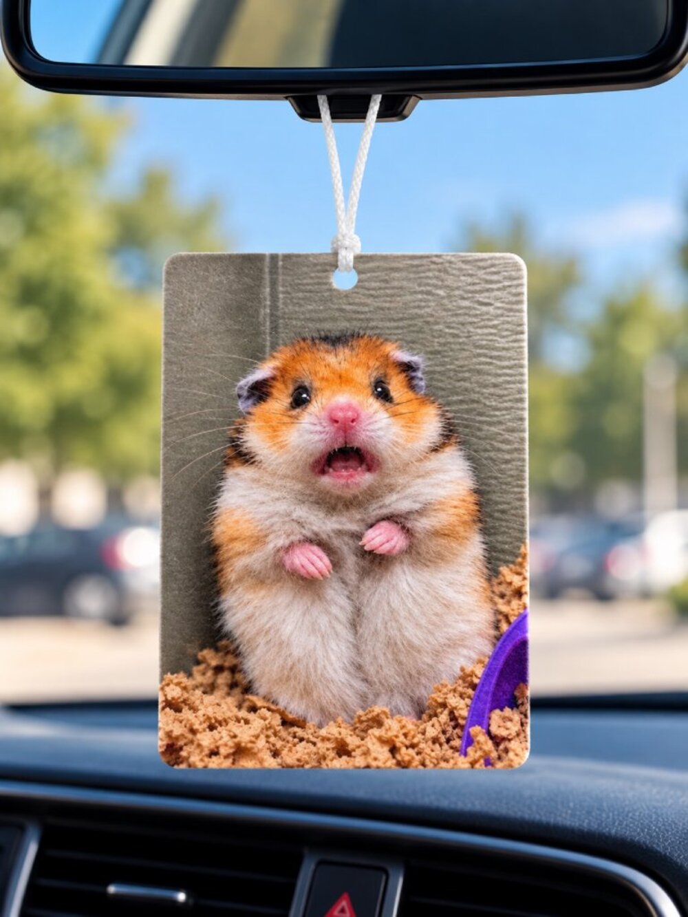Hamster Funny Meme Car Air Freshener – Cute Hanging Car Accessory